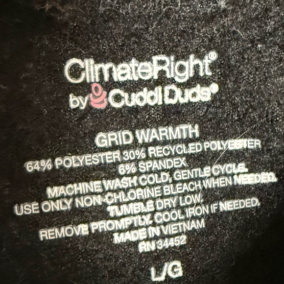 ClimateRight by Cuddl Duds grid warmth Black Women's Leggings and Top Set large - Picture 6 of 7